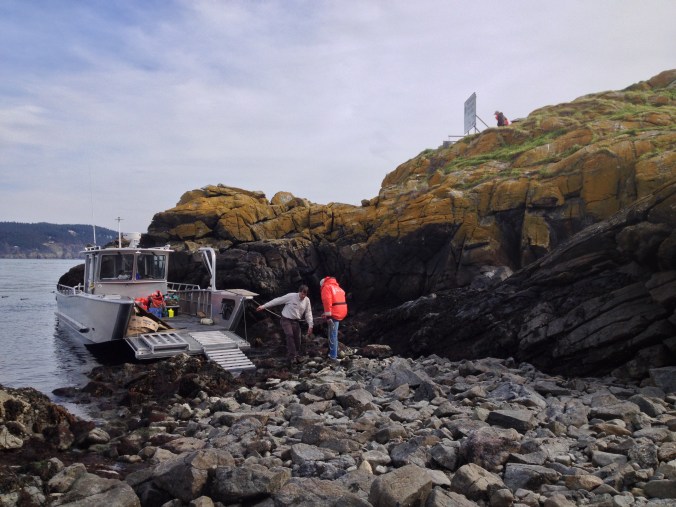 Landing Craft and Work Crew on Colville Island - San Juan Islands, NWR, Washington