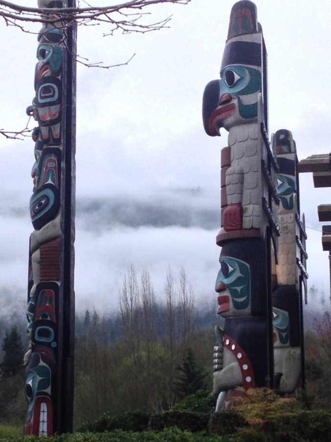 Totem Poles on a Foggy Morning Drive - Blyn, WA